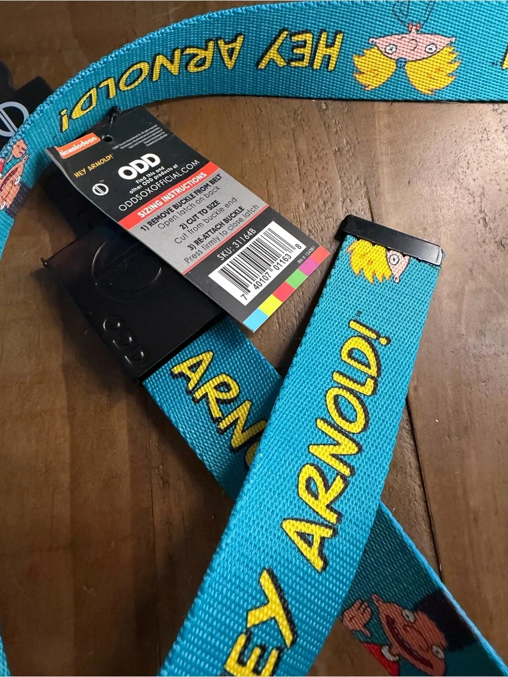 ODD Hey Arnold Reversible Adjustable Webbed Belt Blue One Size Buckle